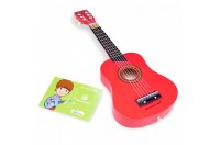 Гитара красная 64 см деревянный музыкальный инструмент для детей от 3 лет