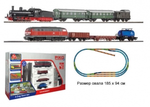 PIKO 57176 Стартовый набор железной дороги 2 в 1 «Пассажирский и грузовой составы»