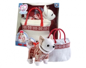 Smoby Плюшевая собачка «Зимний стиль», в зимнем костюмчике, сумочка, 20 см (5894845)