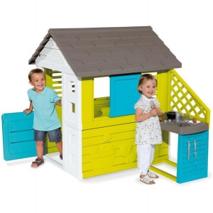 Игровой домик с кухней Smoby 810703 (синий)