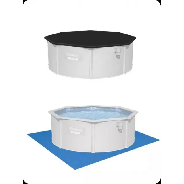 Стальной бассейн Bestway 56574 Hydrium 360х120см, 10990л, песч.фил.-нас. 3028л/ч, лестн., тент, подст., попл.-доз.