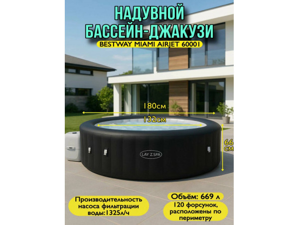 Джакузи 180х66см Miami AirJet, BestWay 60001