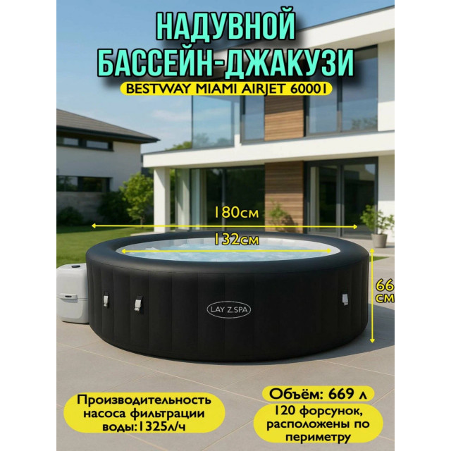 Джакузи 180х66см Miami AirJet, BestWay 60001