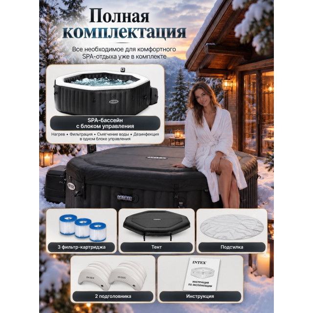 Надувная джакузи INTEX PureSpa Jet and Bubble Deluxe  201x71см-4 персоны ; артикул 28458