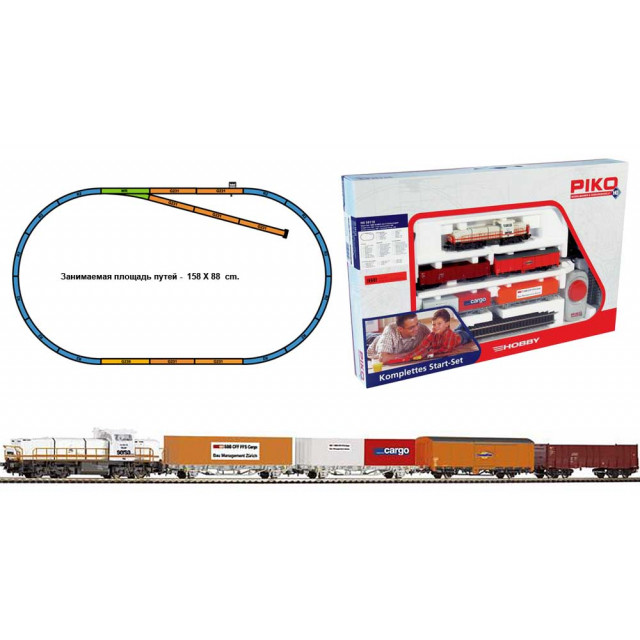 PIKO 59110 Стартовый набор товарного поезда SBB Am843 с различными грузовыми вагонами