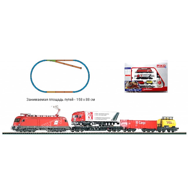 PIKO 57170 Стартовый набор модельной железной дороги «Грузовой состав DB Cargo с локомотивом Taurus OBB».