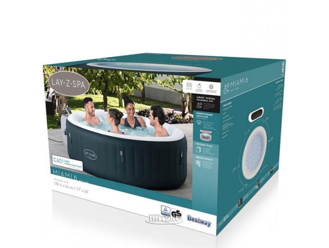 Надувная джакузи Bestway Miami EnergySense AirJet 6 Dark Blue Ø 196 x 66 см, артикул 6001D