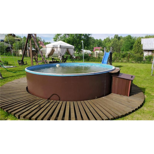 Круглый бассейн ЛАГУНА 500 х 125 см (платина RAL 7024) чаша 0,4мм