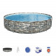 Каркасный бассейн Bestway 56889 Power Steel 671x132см "Камень" 40377л, фил.-нас. 9463л/ч, лестн., тент, попл.-доз.