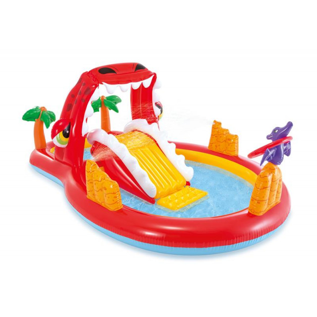57160 Игровой центр "Веселый Дино" с горкой, фонтанами и кольцами, 259х165х107см, от 3 лет