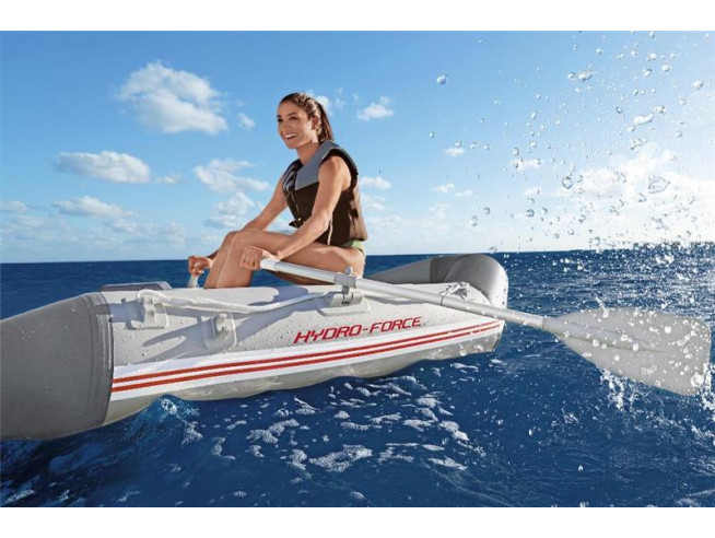 Надувная лодка Bestway Caspian, 65046 BW, 230х130х33см с жёстким дном, вёсла 145см, насос, транец, до 258кг