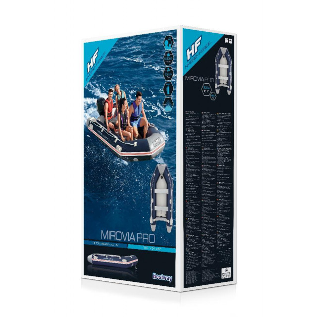 Надувная лодка Bestway Mirovia Pro, 65049 BW, 330х162х44см с жёстким дном, вёсла 162см, насос, транец, до 640кг
