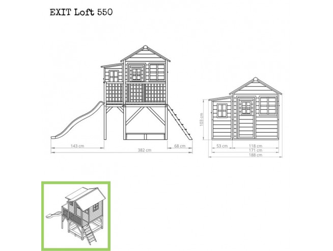 Exit Игровой дом с горкой 550 крaсный (80081)