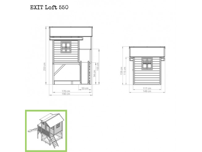 Exit Игровой дом с горкой 550 крaсный (80081)