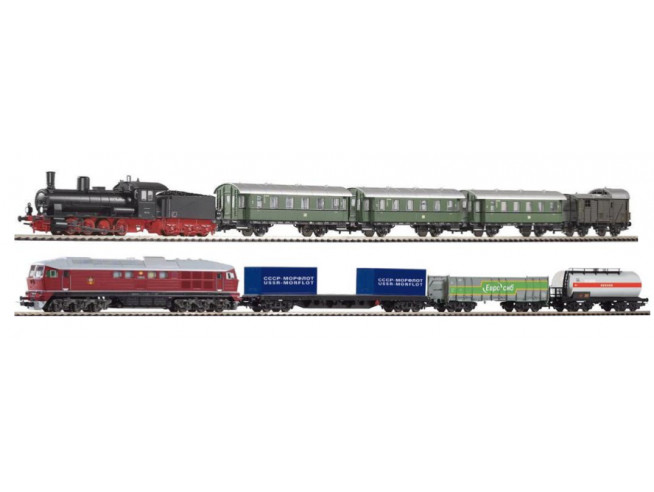 PIKO 912121 Цифровой стартовый набор PIKO Smart Control грузопассажирский состав со звуком паровоза G7 и локомотива BR 130 Людмила