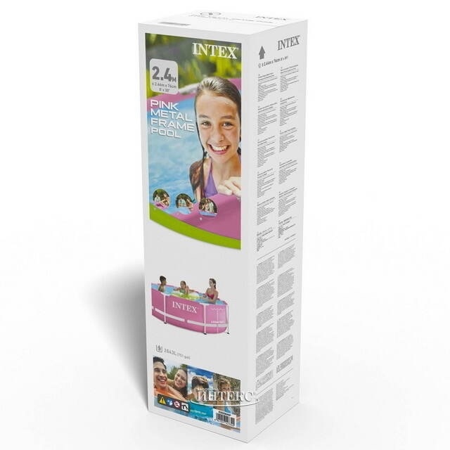 Каркасный бассейн INTEX Pink Metal Frame (круг) 2.44 х 0.76 м ; артикул 28290