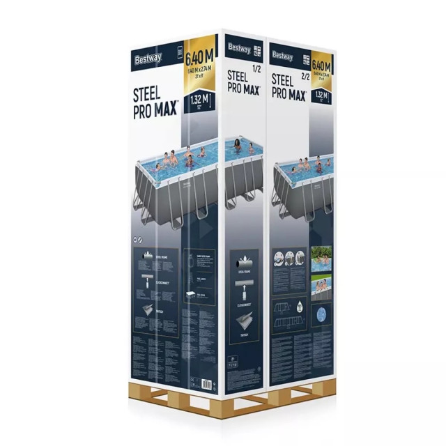 Каркасный бассейн Bestway Power Steel Rectangular 6.40 х 2.74 х 1.32 м ; артикул 5612B