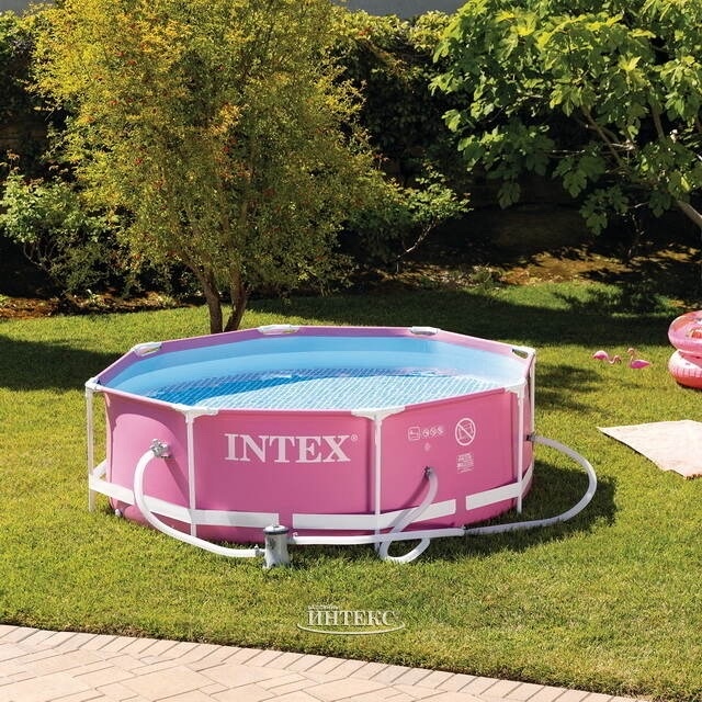 Каркасный бассейн INTEX Pink Metal Frame (круг) 2.44 х 0.76 м ; артикул 28290