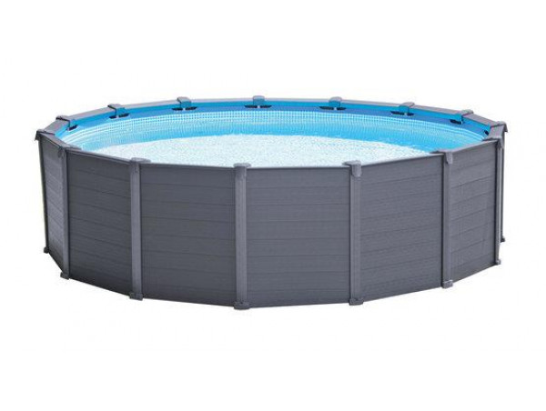26382 Каркасный бассейн GRAPHITE GRAY PANEL 478х124см, 16805л, песочн.фил.-насос 4500л\ч, лестница, тент,