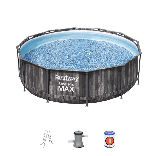 Каркасный бассейн Steel Pro Max 366х100см, 9150л, фил.-насос 2006л/ч, лестница, Bestway 5614X