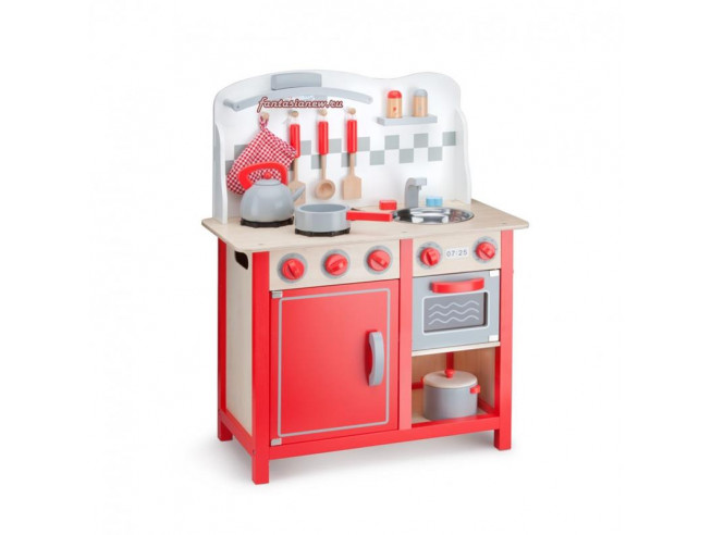 Кухня New Classic Toys игрушечная красная деревянная 78 см из серии Bon Appetit 11060