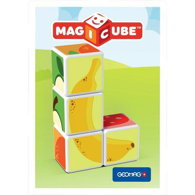 Магнитный конструктор MagiCube Фрукты 4 кубика для детей от 1,5 лет