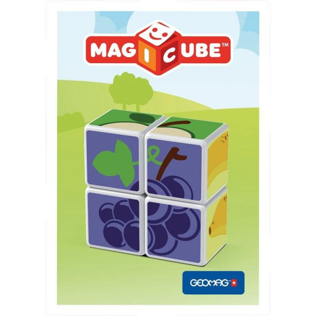 Магнитный конструктор MagiCube Фрукты 4 кубика для детей от 1,5 лет