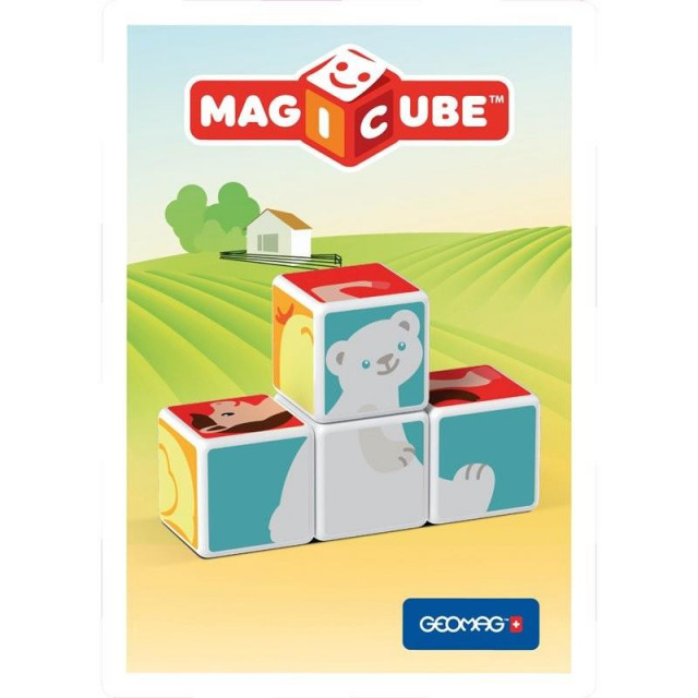 Магнитный конструктор MagiCube Друзья зверюшки 4 кубика для детей от 1,5 лет