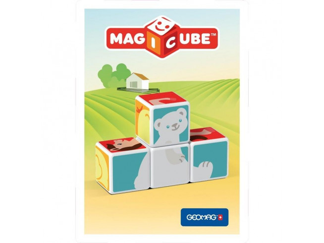 Магнитный конструктор MagiCube Друзья зверюшки 4 кубика для детей от 1,5 лет
