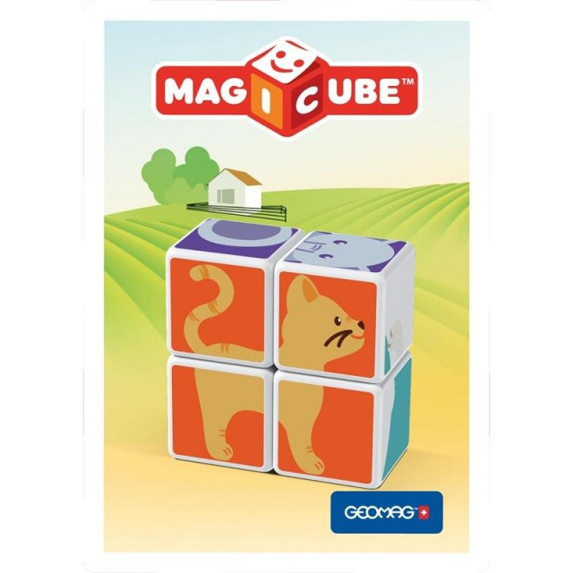 Магнитный конструктор MagiCube Друзья зверюшки 4 кубика для детей от 1,5 лет
