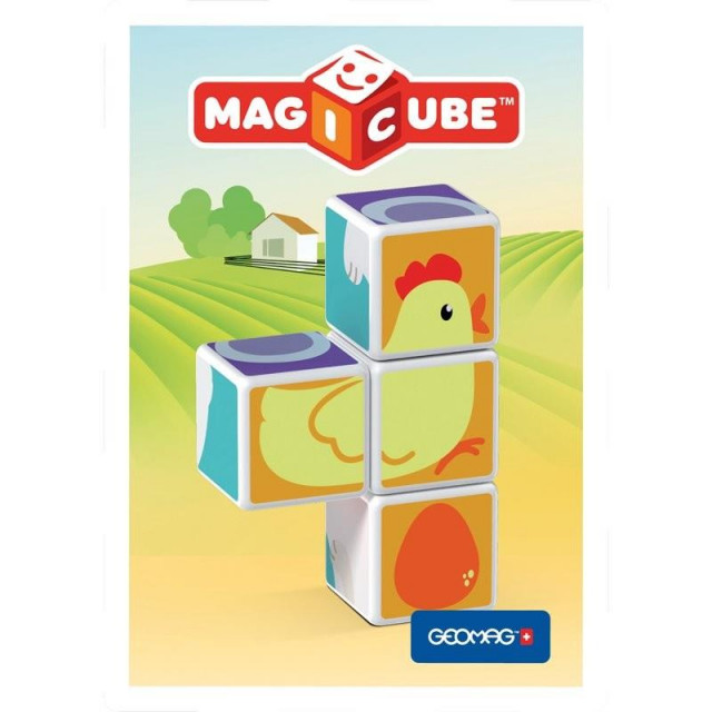 Магнитный конструктор MagiCube Друзья зверюшки 4 кубика для детей от 1,5 лет