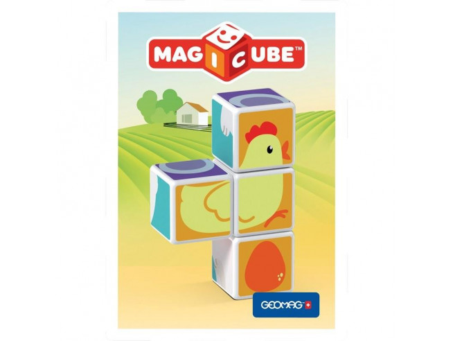 Магнитный конструктор MagiCube Друзья зверюшки 4 кубика для детей от 1,5 лет