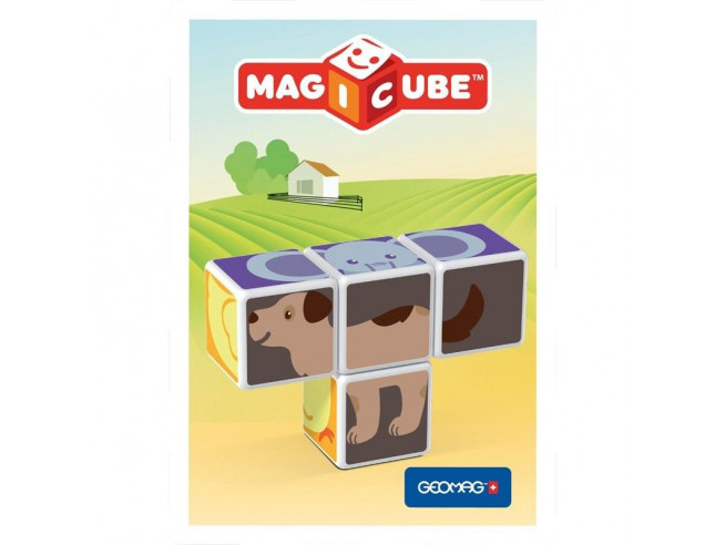 Магнитный конструктор MagiCube Друзья зверюшки 4 кубика для детей от 1,5 лет