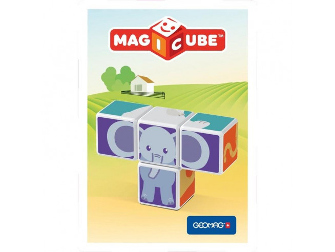Магнитный конструктор MagiCube Друзья зверюшки 4 кубика для детей от 1,5 лет