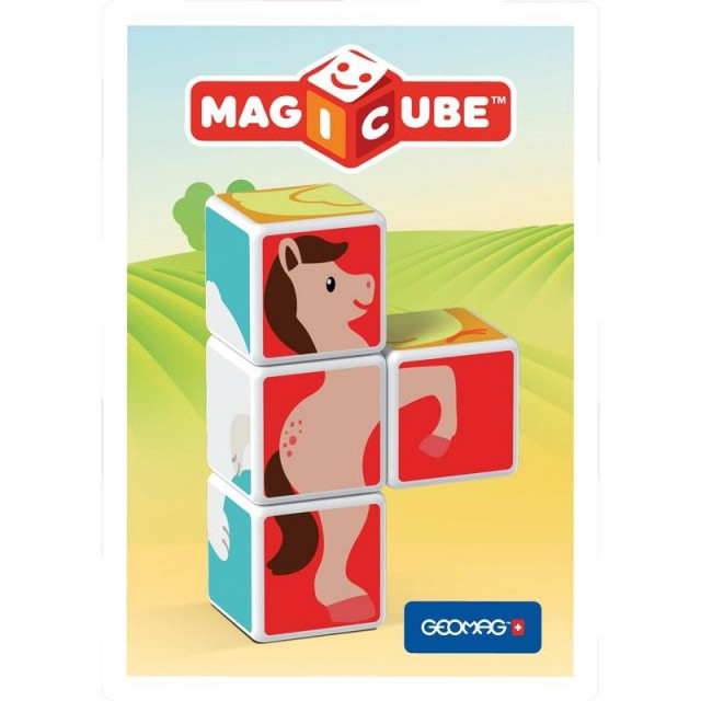 Магнитный конструктор MagiCube Друзья зверюшки 4 кубика для детей от 1,5 лет