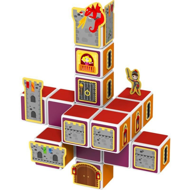 Магнитный конструктор MagiCube Замки и дома 16 кубиков + 62 магнитные картинки от 3 лет