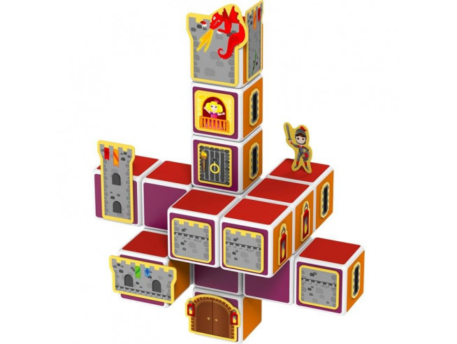 Магнитный конструктор MagiCube Замки и дома 16 кубиков + 62 магнитные картинки от 3 лет