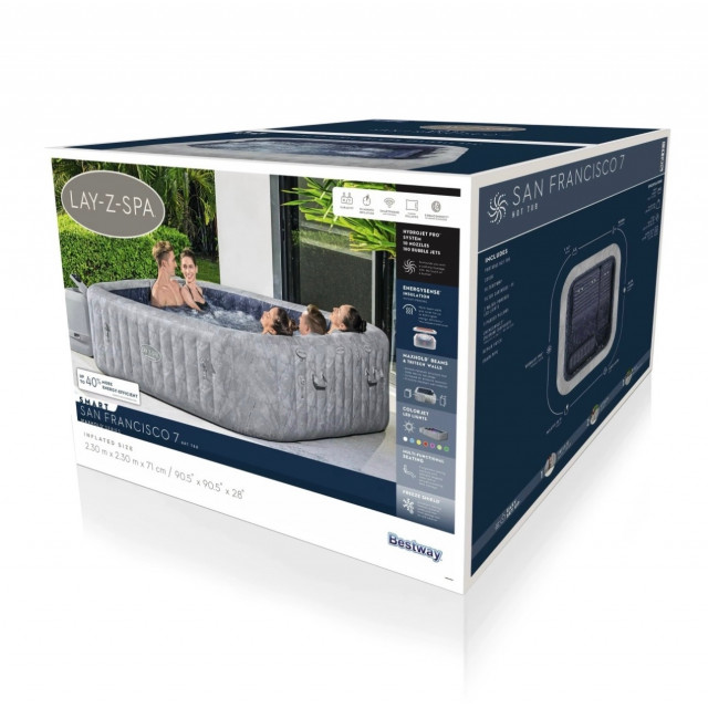 Надувная джакузи Bestway "Lay-Z-Spa San Francisco Smart HydroJet Pro 7" Ø 230 х 230 х 71 см; артикул 6001Q