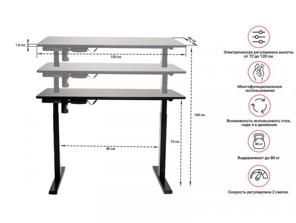 Регулируемый стол UNIX Fit Wood E-Desk, UNIX MTF12060