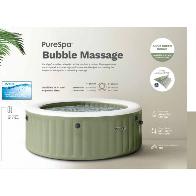 Надувная джакузи INTEX PureSpa Bubble Therapy 196x71см-4 персоны ; артикул 28426