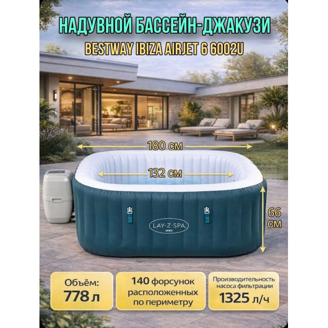 Джакузи BestWay Ibiza AirJet, 60015, 180х180х66см