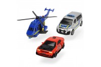 Игровой набор - Полицейская погоня, вертолет, 2 машинки Dodge и Citroen, свет, звук (Dickie, 3715011)