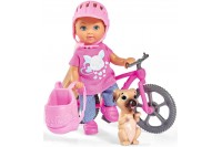 Кукла Еви на велопрогулке с собачкой, 12 см (Simba, 5733273)