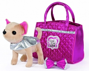 Плюшевая собачка Chi-Chi love - Гламур, с розовой сумочкой и бантом, 20 см (5893125)