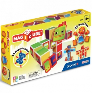 Магнитный конструктор MagiCube Роботы 11 кубиков + 27 магнитных картинок от 3 лет