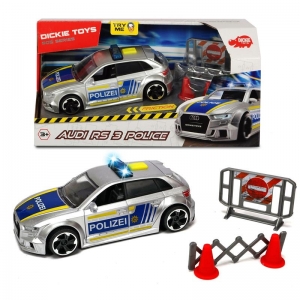 Фрикционная полицейская машинка - Audi RS3, 15 см, масштаб 1:32 с аксессуарами, свет, звук, (Dickie, 3713011)