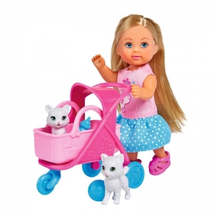 Кукла Еви на прогулке с котятами, 12 см. (Simba, 5733348)