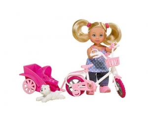 Кукла Еви на велосипеде с собачкой, 12 см (Simba, 5730783029)
