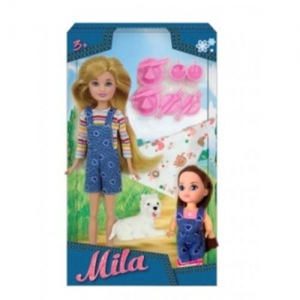 Кукла Мила 23 см. с куклой Вики 12 см., собачкой и набором для пикника (Simba, 70006)