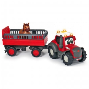 Трактор Happy Massey Ferguson с прицепом для перевозки животных, 30 см (Dickie Toys, 3815005)
